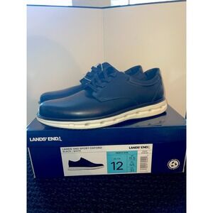 Lands' End Mens Shoes Size 12 Oxford Black Casual‎ Cushioned Lace-Up